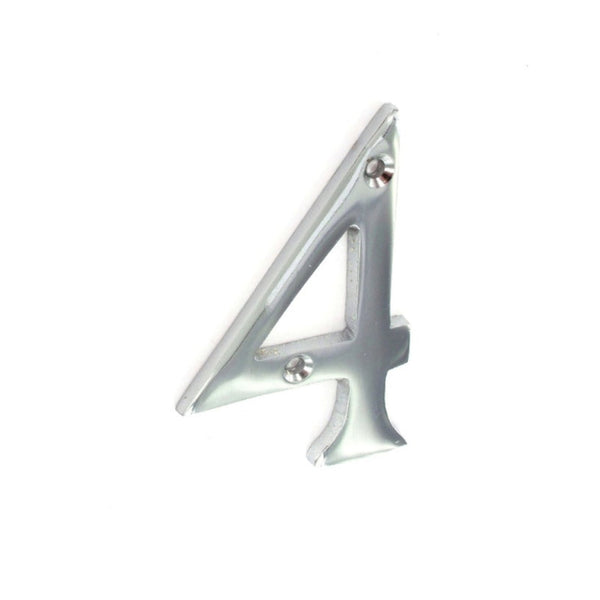 Securit polished chrome numeral 4, 75mm