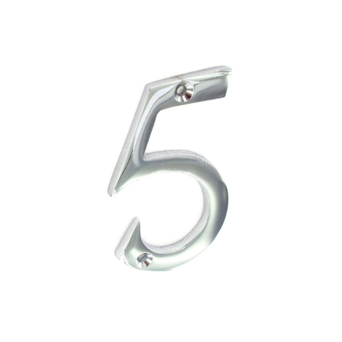 Securit polished chrome numeral 5, 75mm