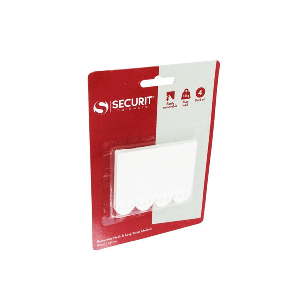 Securit removable hook and loop strips pack of 4