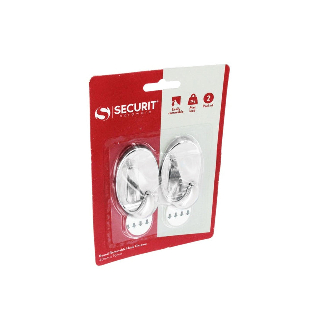 Securit removable chrome oval hooks, pack of 2