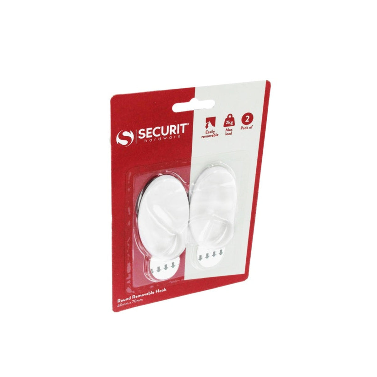 Securit white removable oval hooks, pack of 2