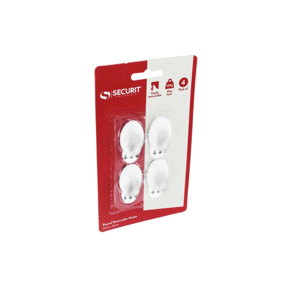 Pack of 4 Securit white removable oval stick-on hooks