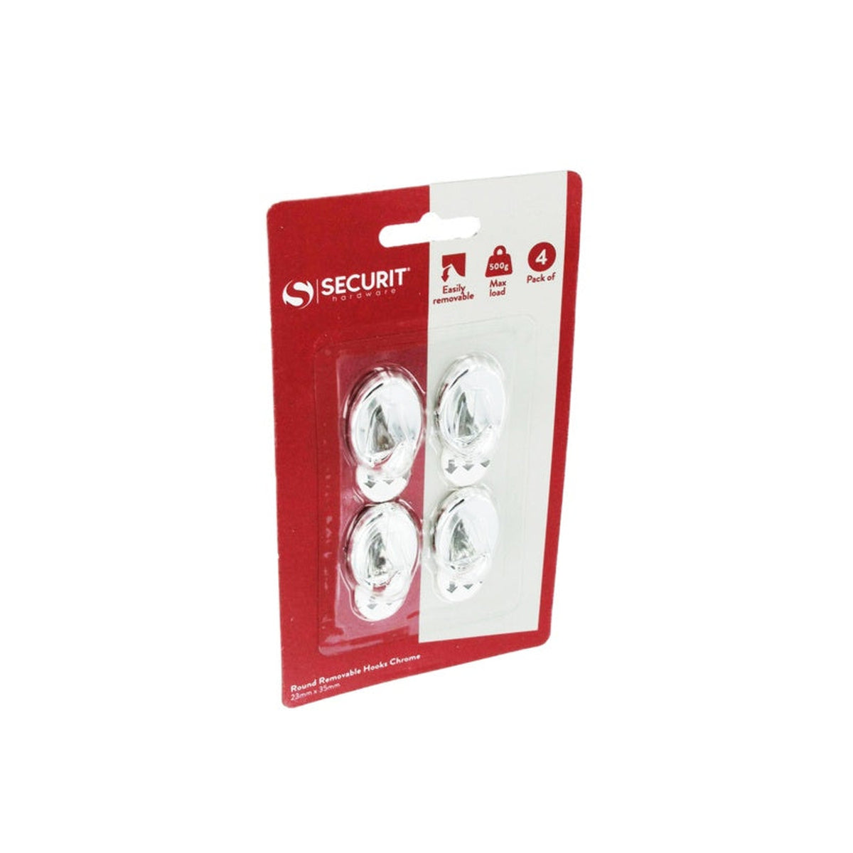 Pack of 4 Securit removable oval chrome hooks