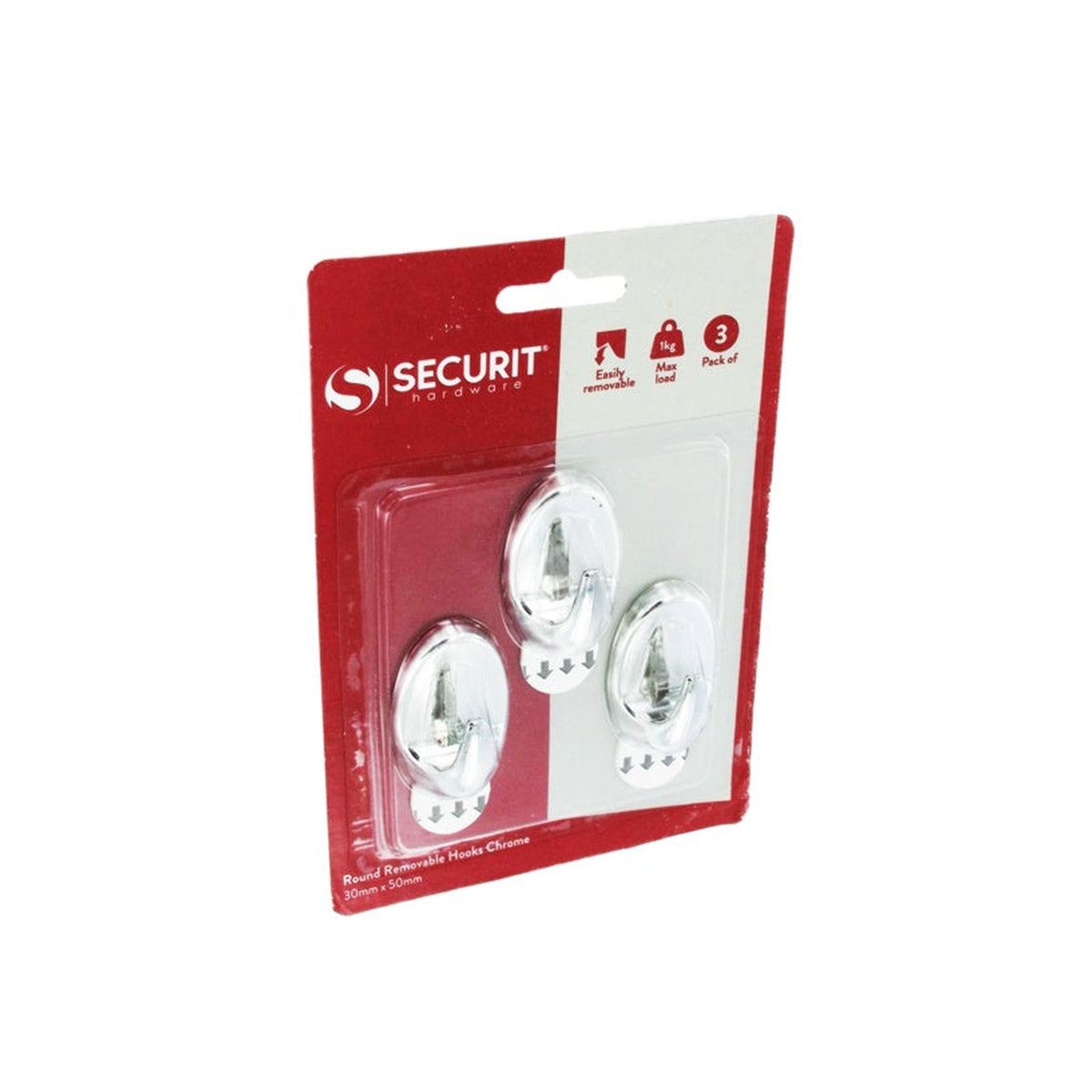 Pack of three Securit chrome removable oval hooks