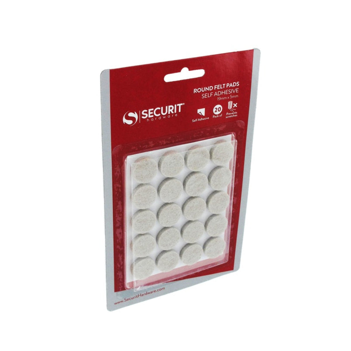 Pack of 20 Securit 19mm round felt pads, view 2