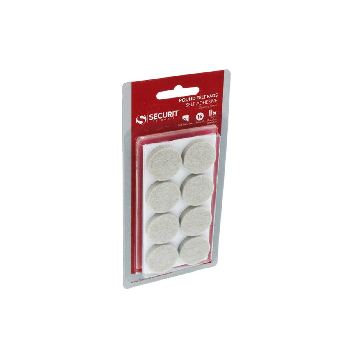 Securit round felt pads 25 x 5mm, pack of 16, view 2