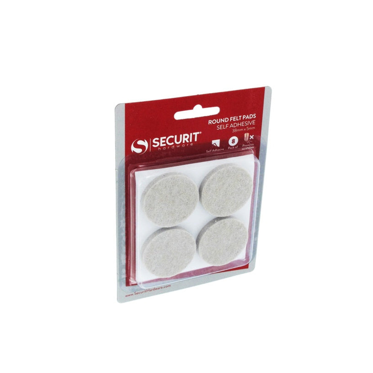 Pack of 8 Securit 38mm round felt pads, view 2