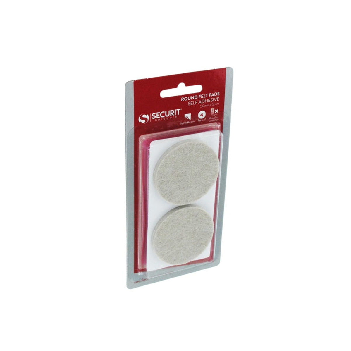 Securit round felt pads 50 x 5mm, pack of 4, view 2