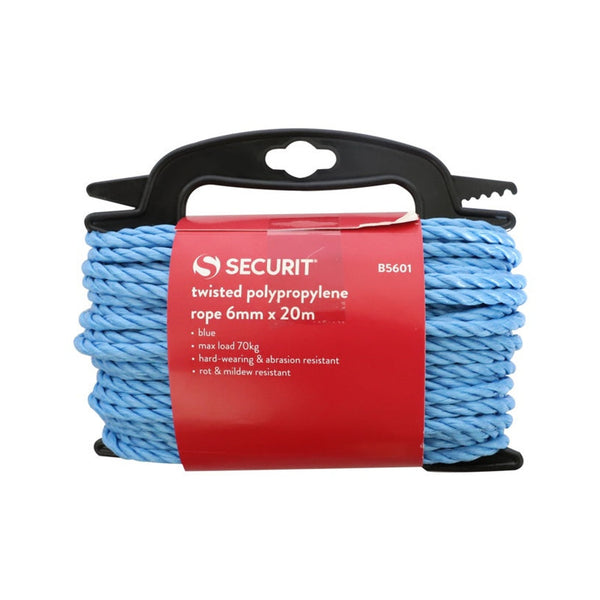 Securit blue twisted polypropylene rope 6mm x 20m