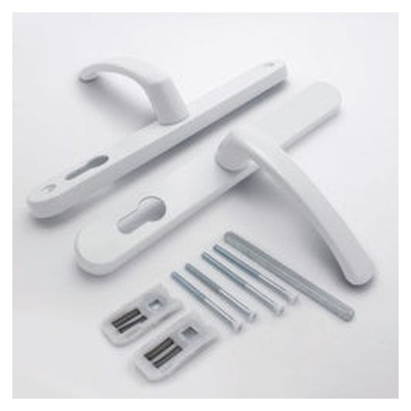 Securit white sprung UPVC door handles