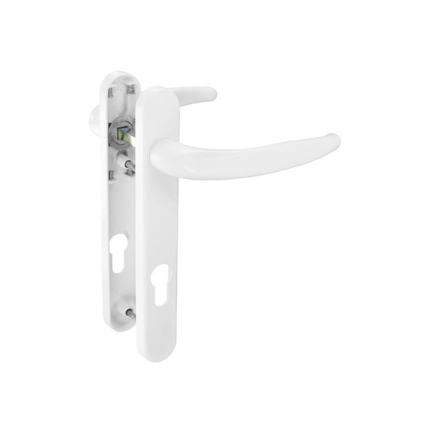 Securit white UPVC sprung lever door handle