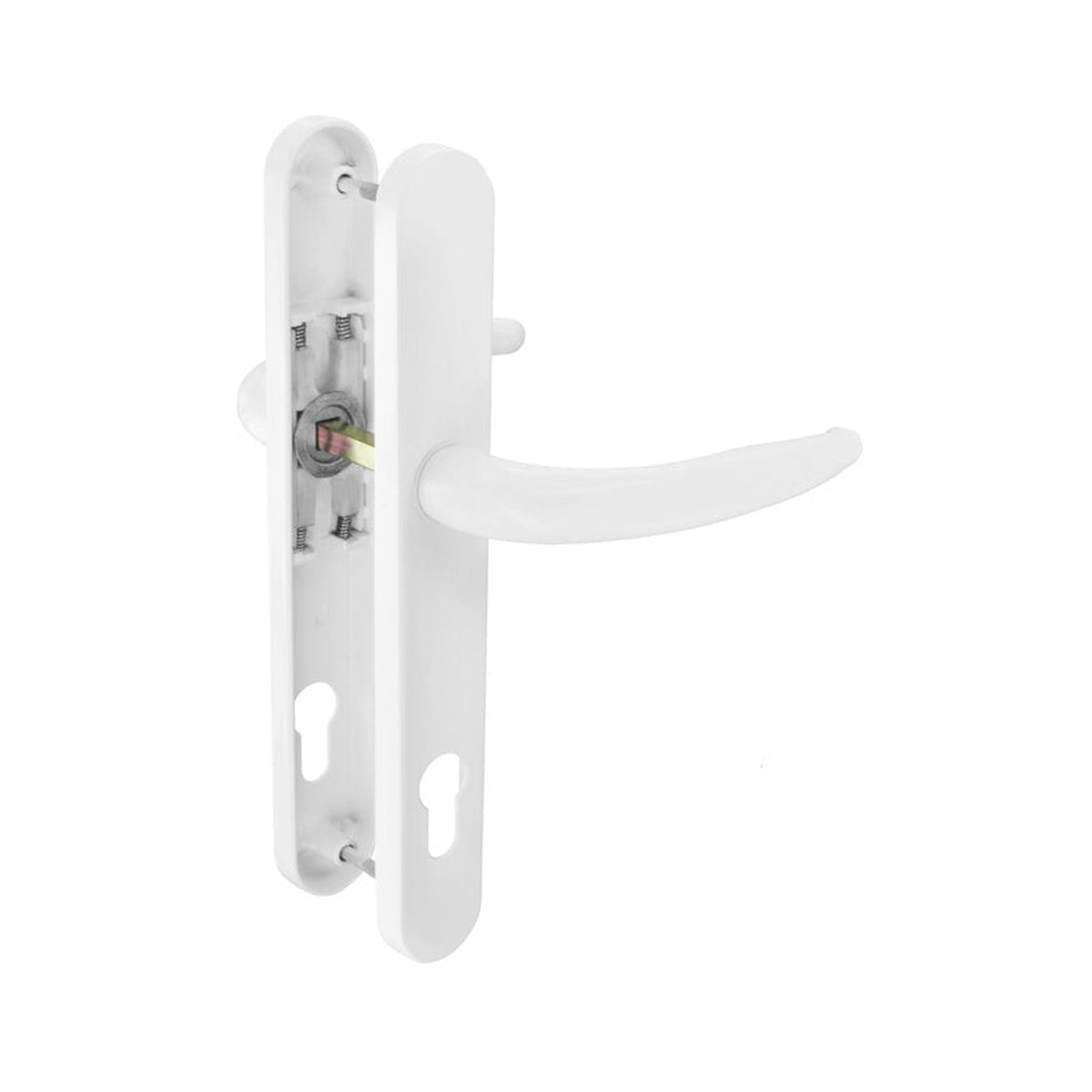 Securit white uPVC sprung door handle
