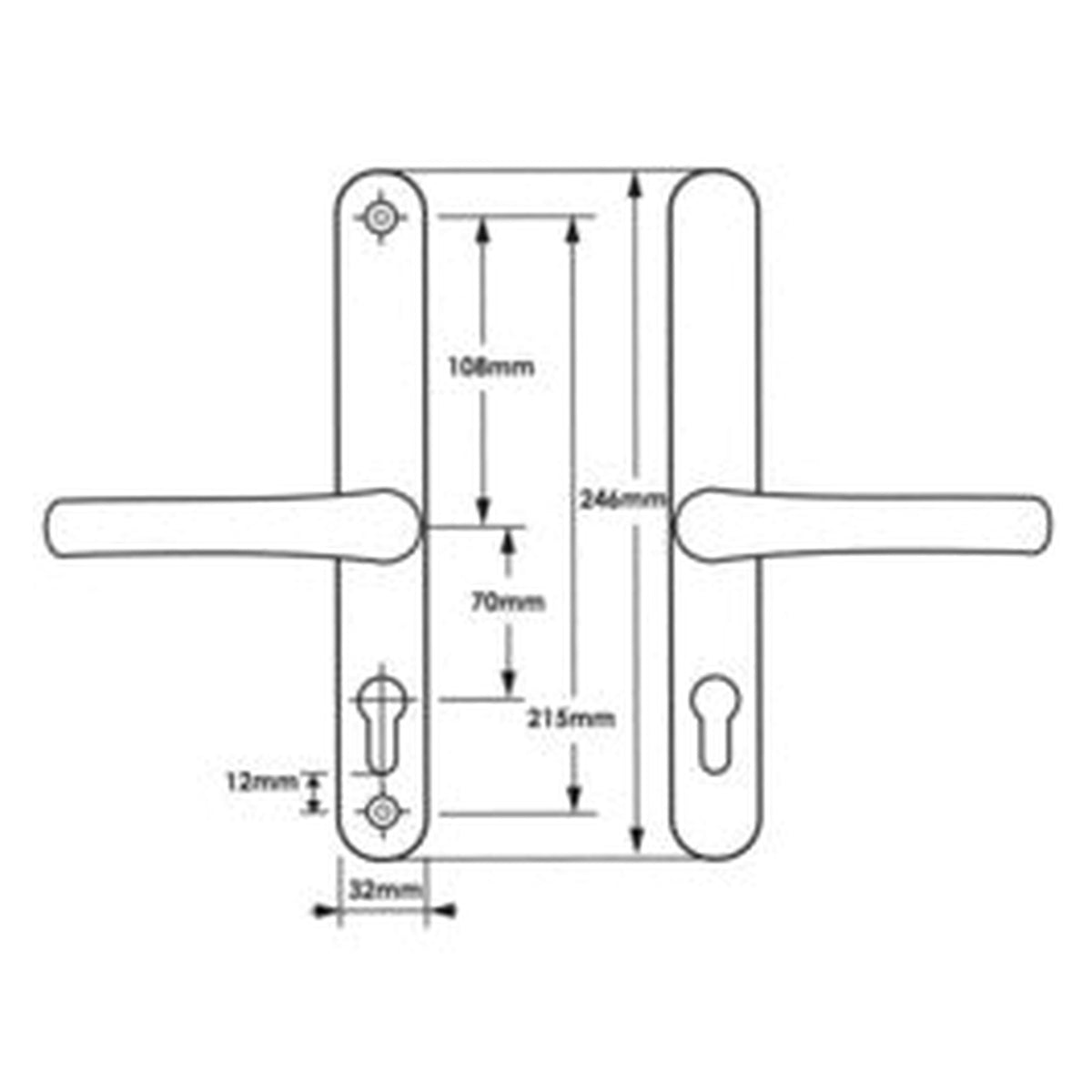 Securit white UPVC sprung door handle pair 215mm, view 4