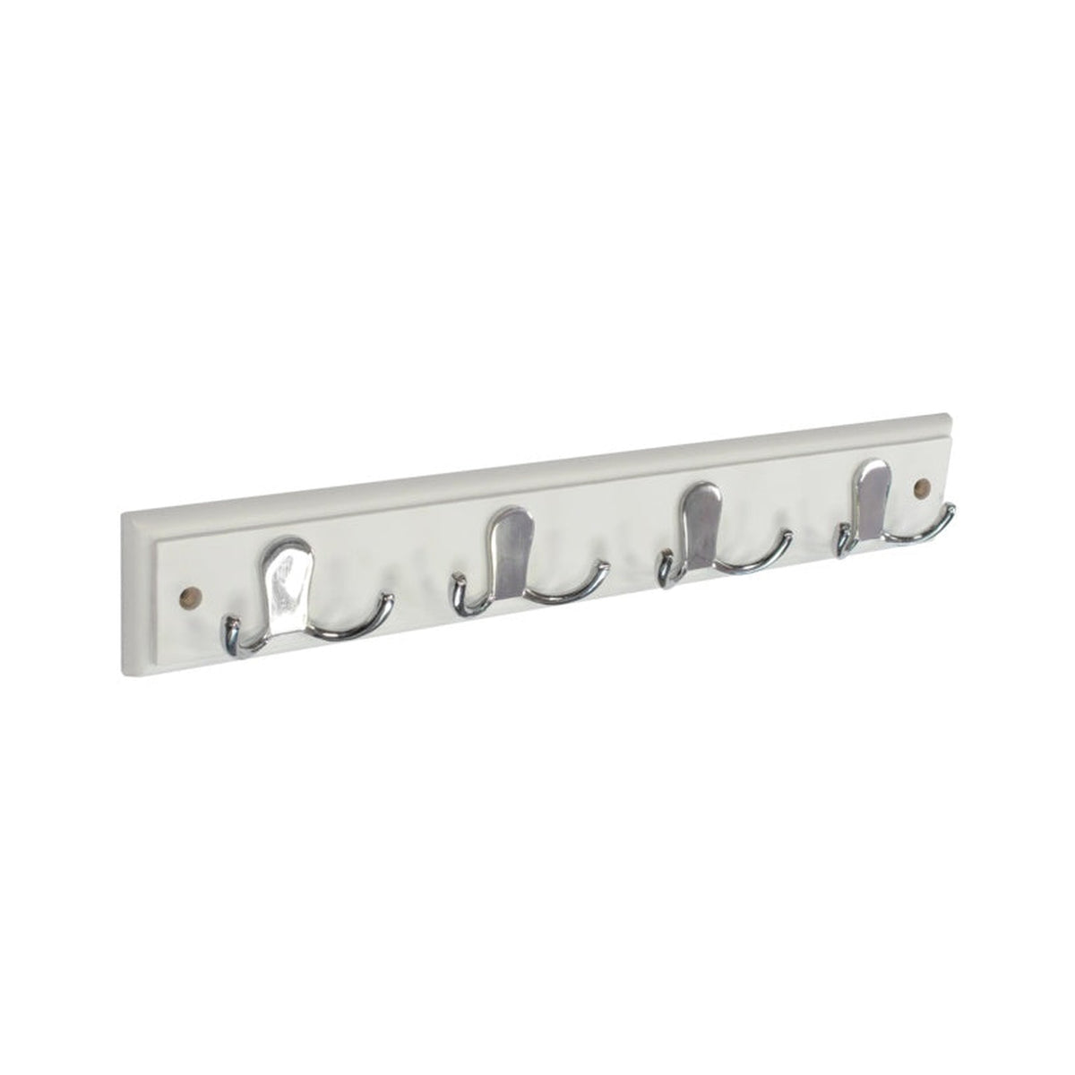Securit white hat and coat board with four chrome double hooks