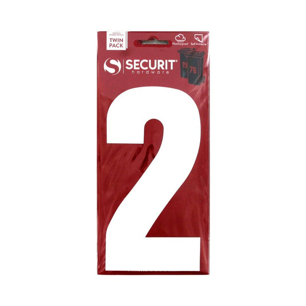 Securit white self adhesive wheelie bin number 2 pack of 2