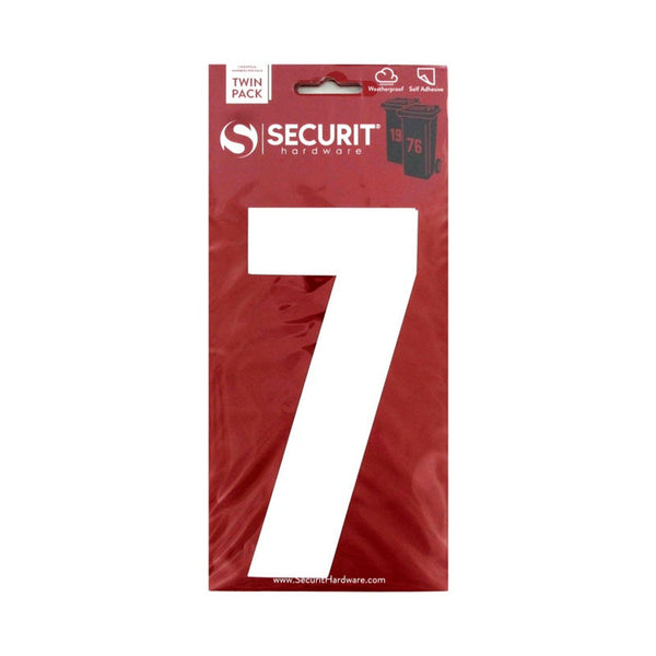 Securit white self adhesive wheelie bin number 7 pack of 2