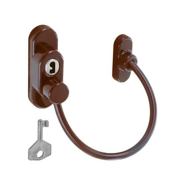 Securit brown window cable restrictor with key