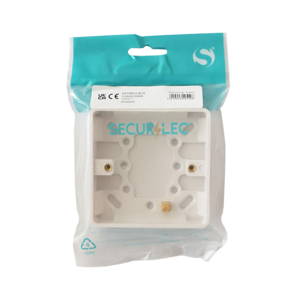 Securlec 1 gang surface pattress box 16mm