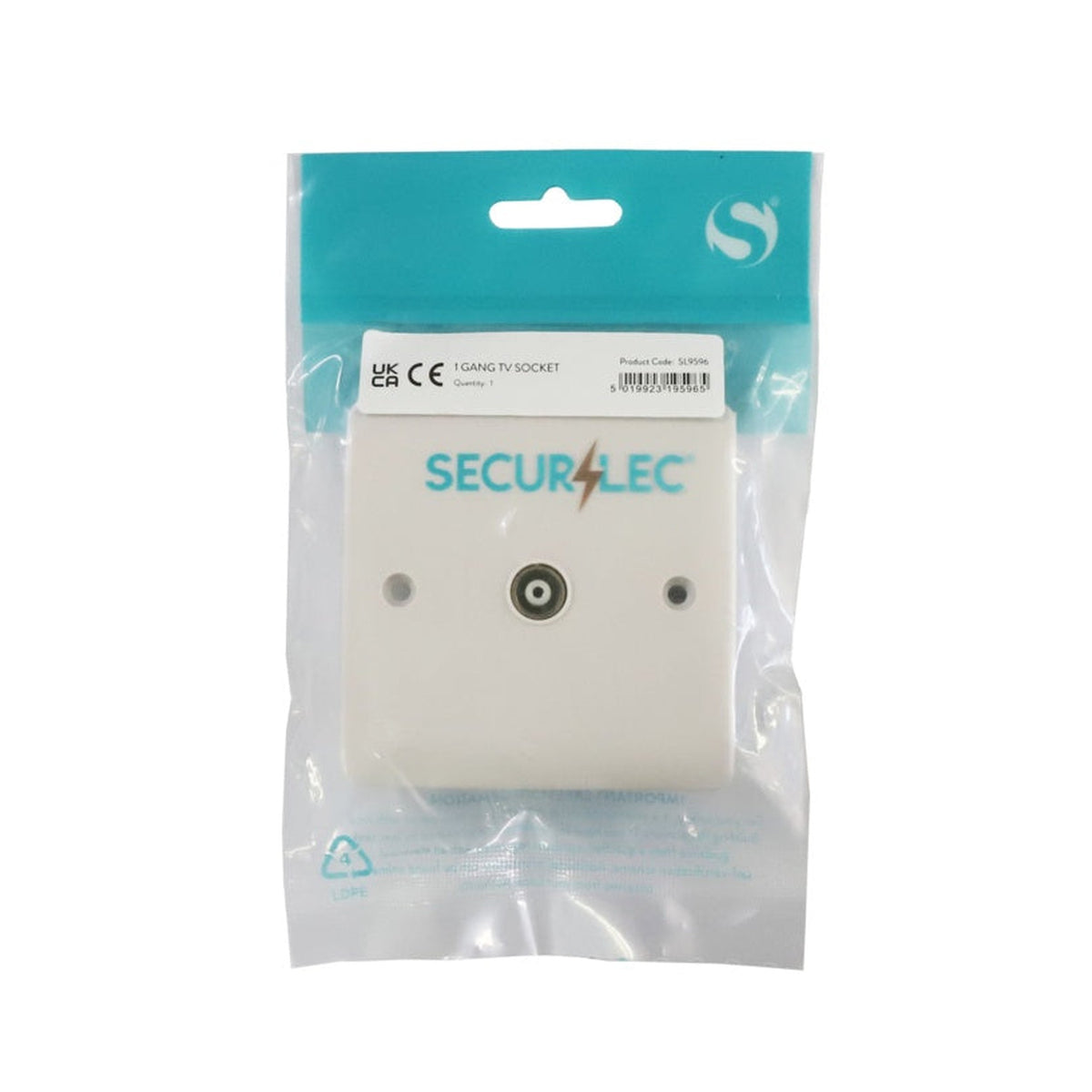 Securlec 1 gang TV socket with round edge, view 2
