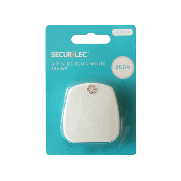 Securlec 13A white fused 3 pin plug