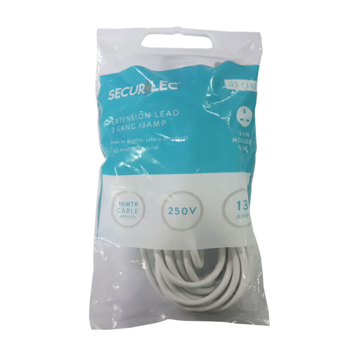 Securlec 2 gang 10m 13A extension lead