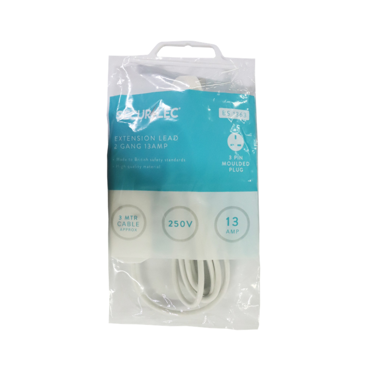 Securlec 2 gang 3m 13A extension lead