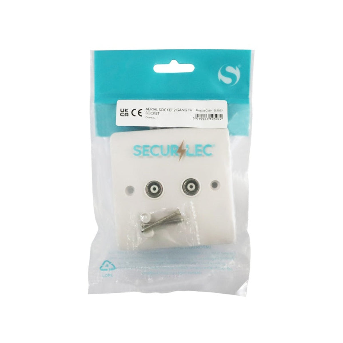 Securlec 2 gang TV aerial socket round edge