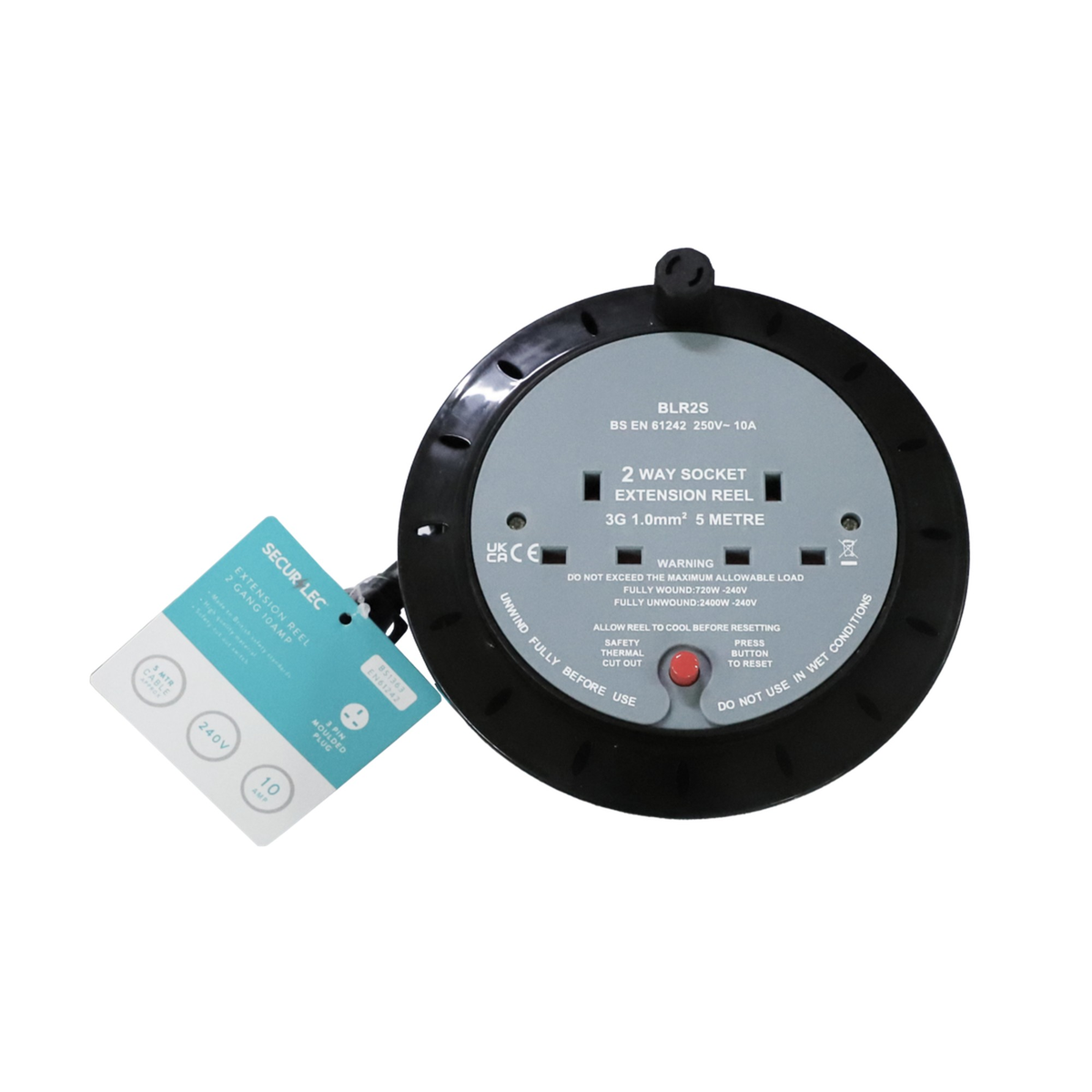 Securlec 2 socket extension reel, view 2