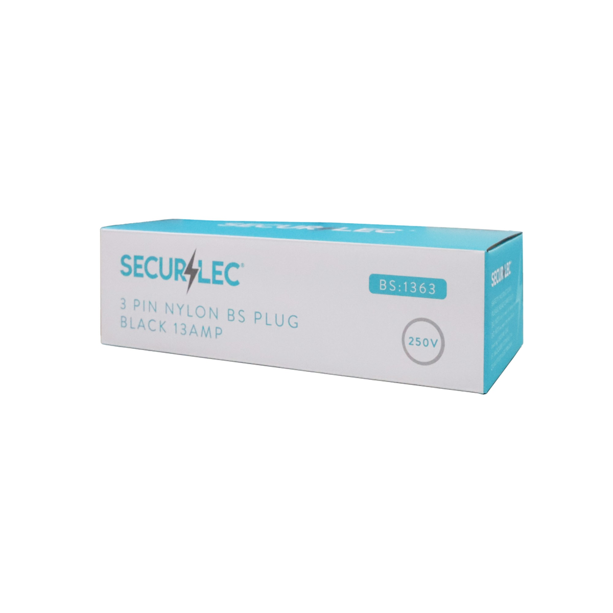 Securlec black 13A fused nylon 3 pin plug, view 2