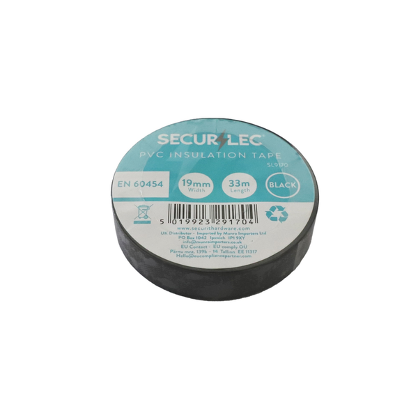 Securlec black PVC insulating tape 33m x 19mm