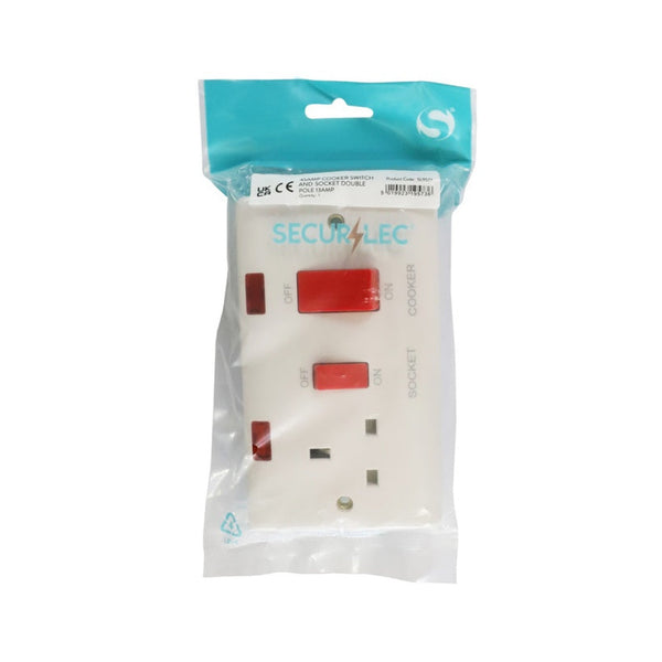 Securlec double pole cooker switch and 13A socket