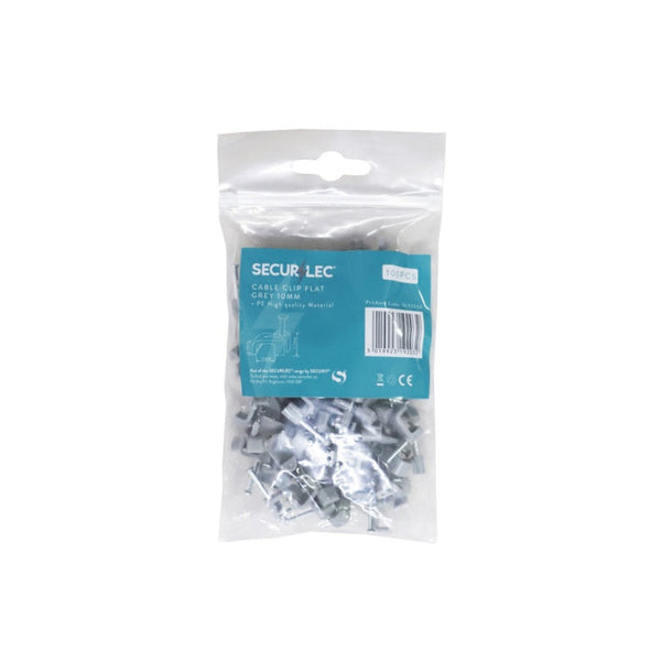 Pack of 100 Securlec grey 2.5mm flat cable clips