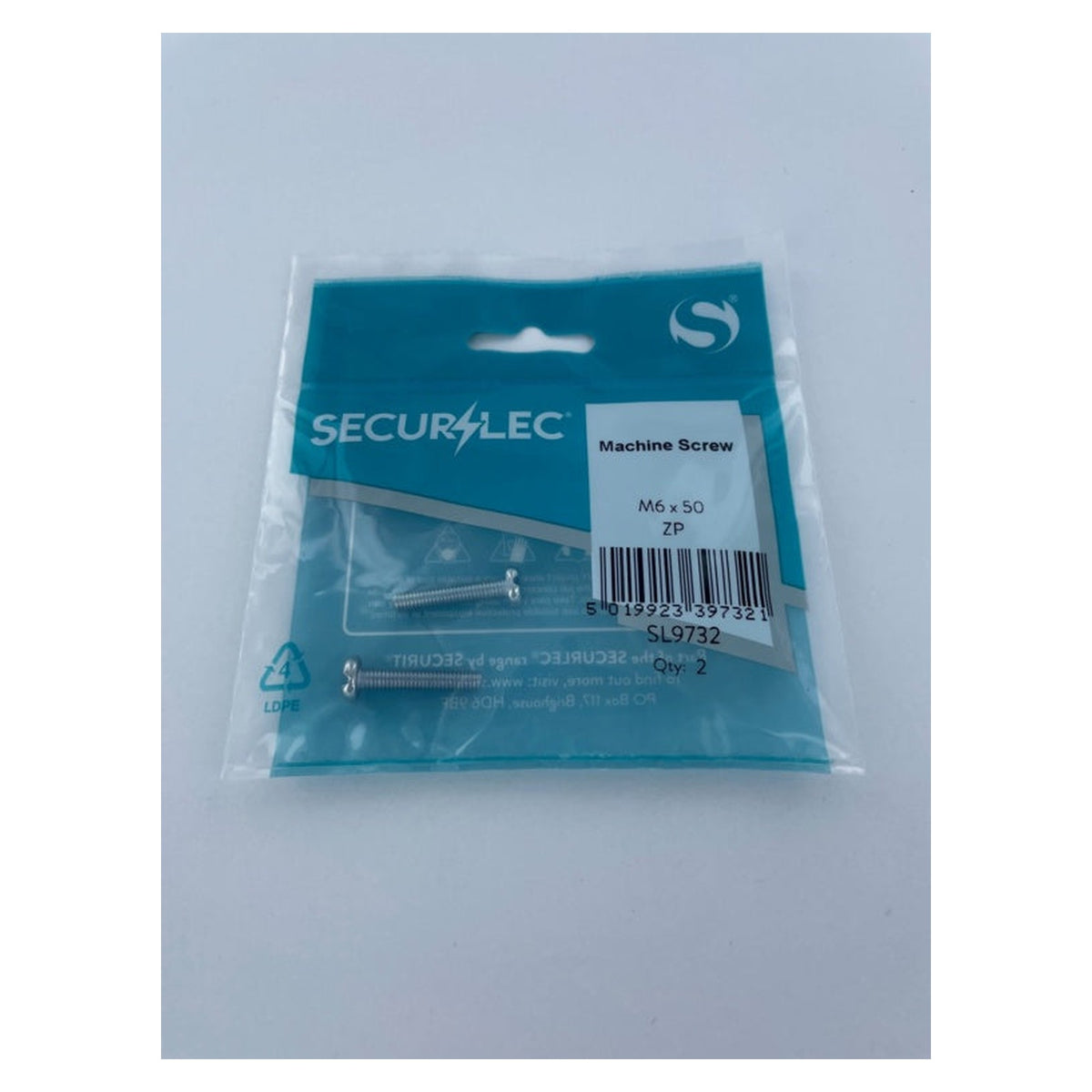 Securlec M6 x 50mm zinc plated machine screws pack of 2