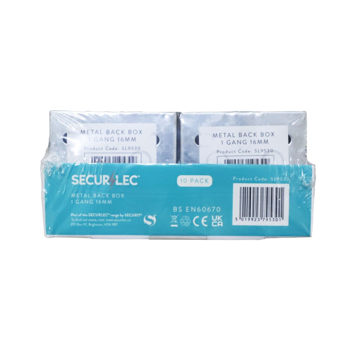 Securlec 1 gang 16mm metal back box, view 2