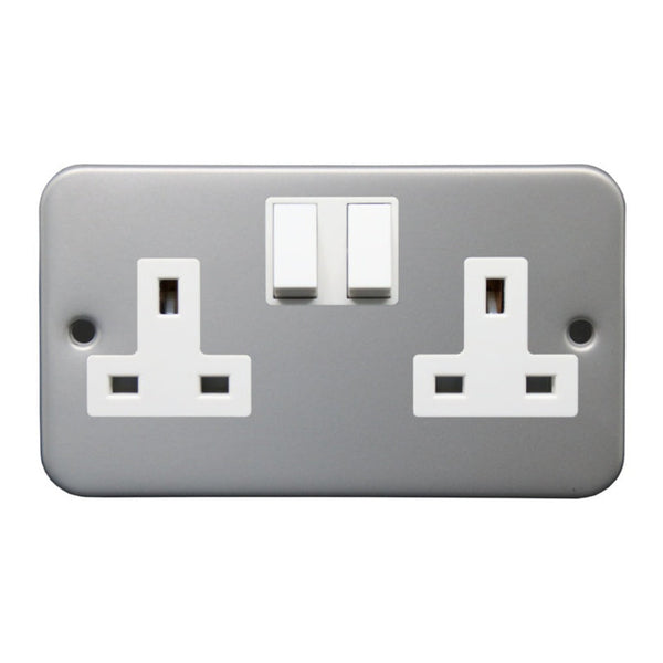 Securlec metal clad 2 gang double pole 13A switched socket