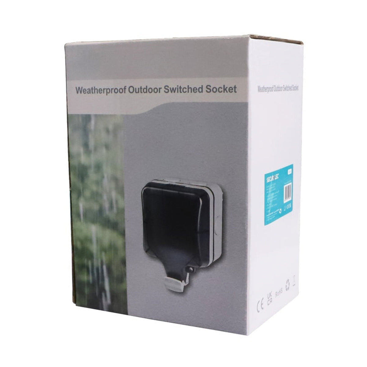 Securlec IP66 outdoor 1 gang socket with USB-A and USB-C, view 2