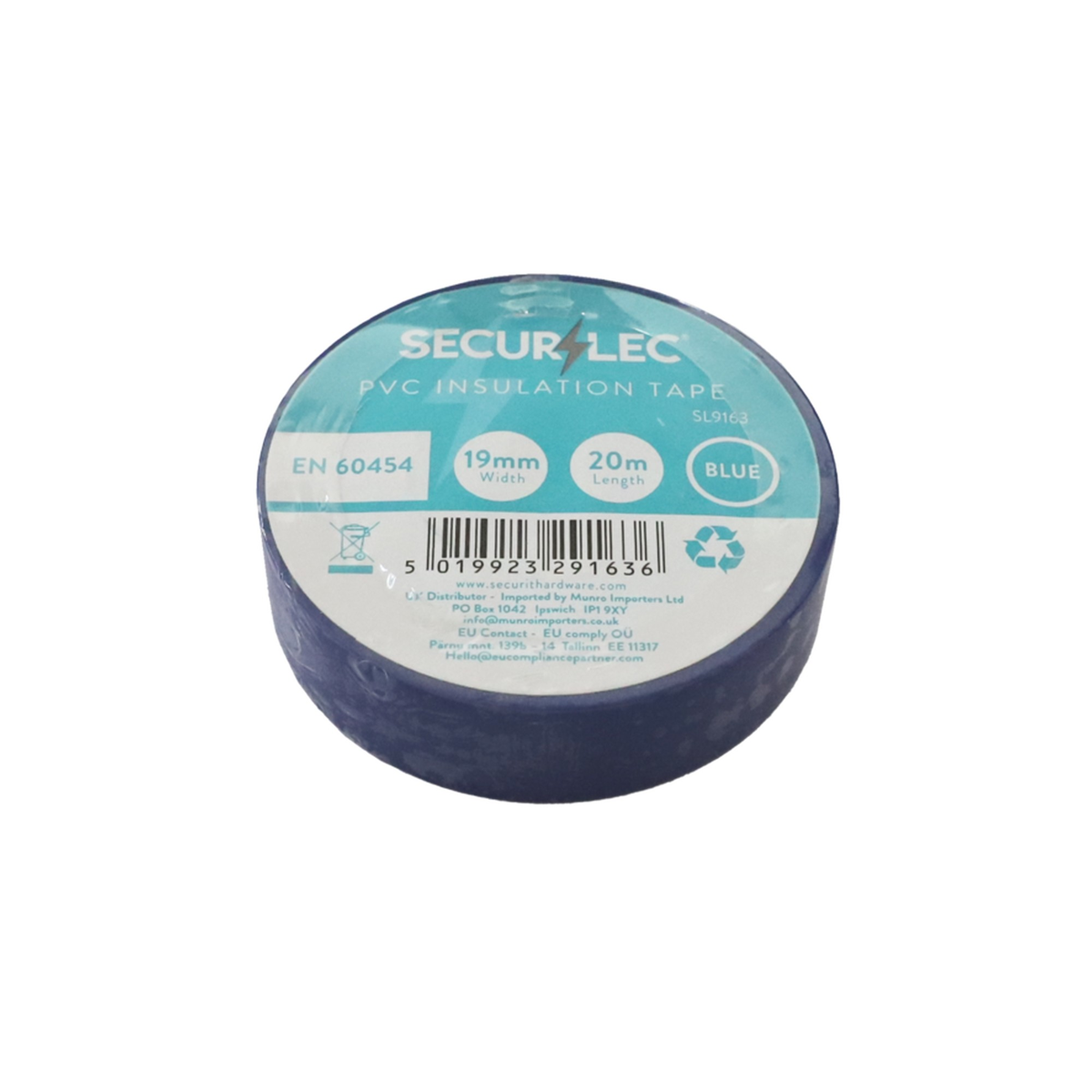 Securlec pack of 10 blue PVC insulation tape rolls