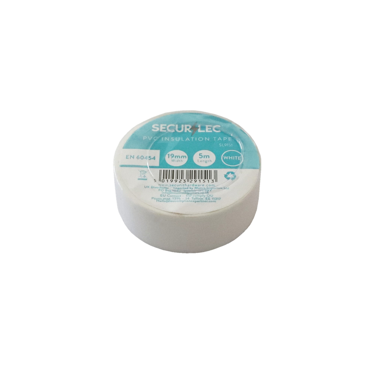 Securlec pack of 10 white PVC insulation tape rolls