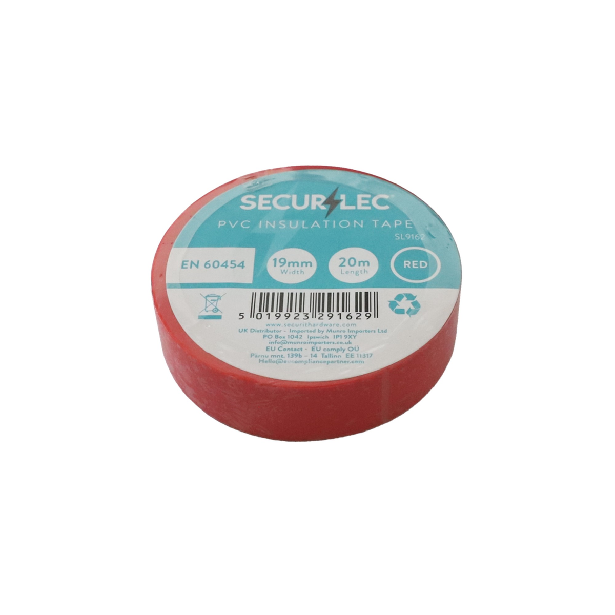 Securlec red PVC insulation tape 20m pack of 10