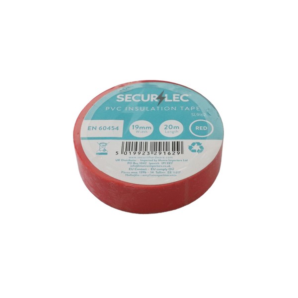 Securlec red PVC insulation tape 20m pack of 10