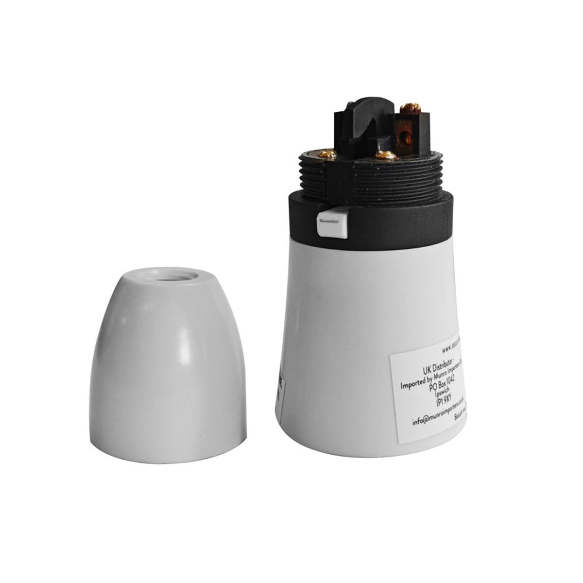 Securlec white switched T2 lampholder, view 2