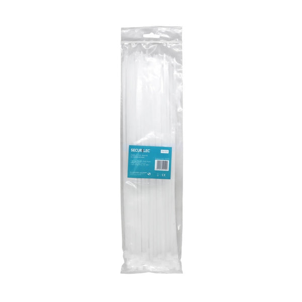 Pack of 100 Securlec white 4.5 x 380mm cable ties