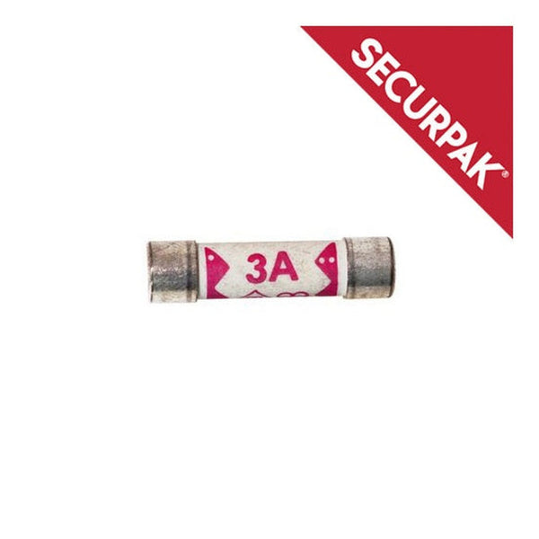 Securpak 3A plug fuses, pack of 3
