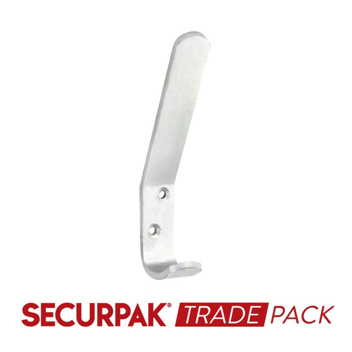 Securpak aluminium hat and coat hooks 125mm, pack of 6