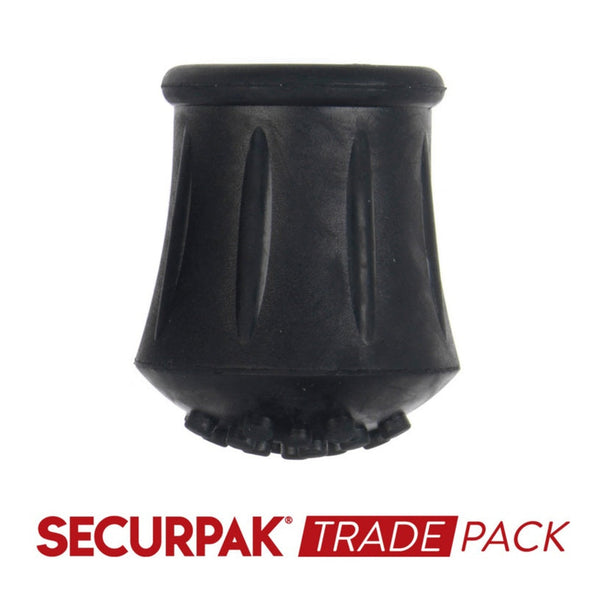 Pack of eight black Securpak 22mm walking stick ferrules