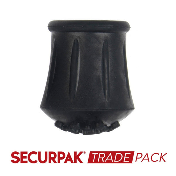 Pack of eight Securpak black 19mm walking stick ferrules