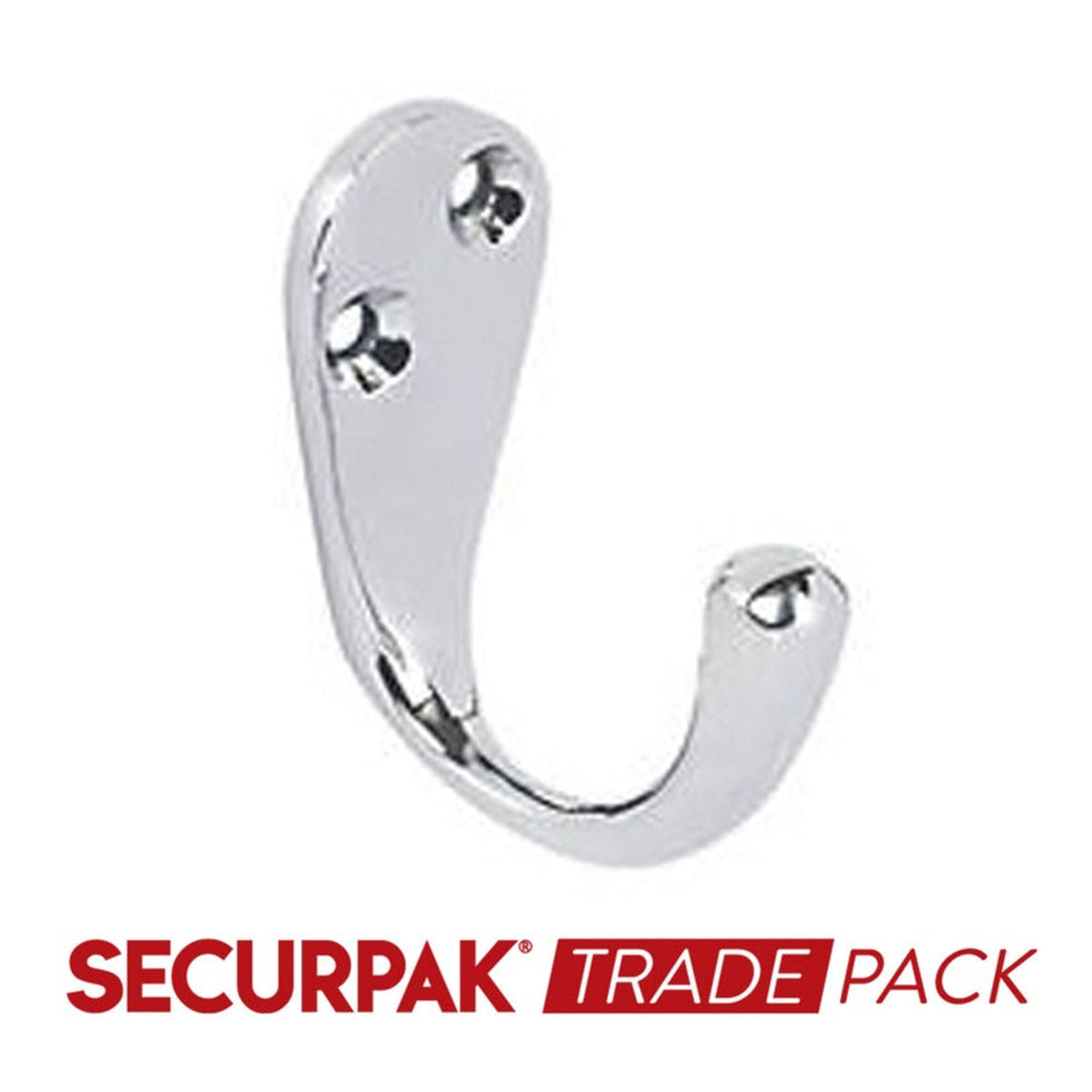 Securpak chrome plated 50mm coat hooks, pack of 10
