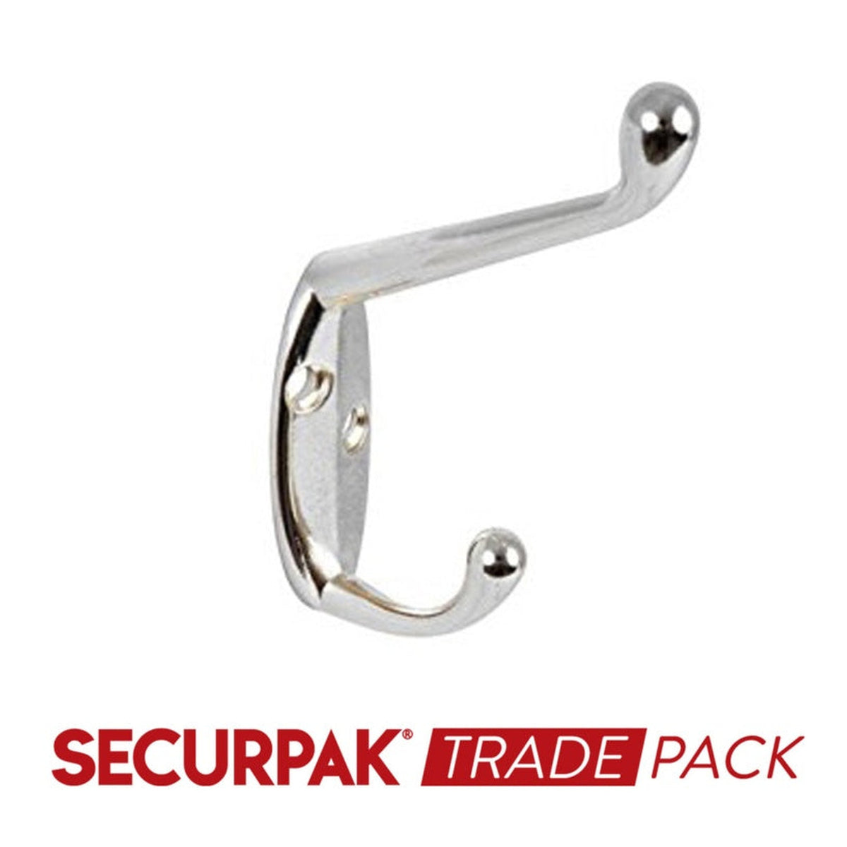 Pack of 10 Securpak chrome plated hat and coat hooks 105mm