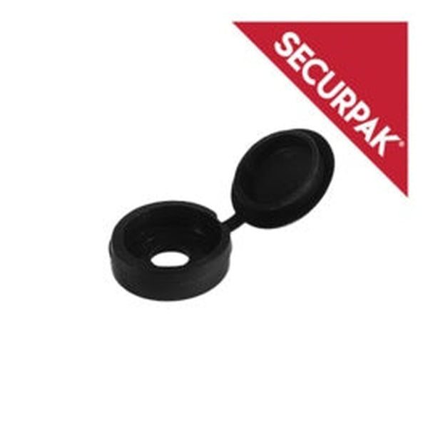 Securpak black fold over screw caps, pack of 40