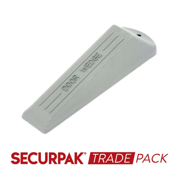 Pack of four Securpak grey rubber door wedges, 140mm